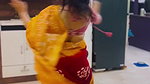 Moksha Sexy Wide Navel show in orange saree 22