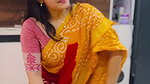 Moksha Sexy Wide Navel show in orange saree 22