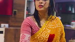 Moksha Sexy Wide Navel show in orange saree 22