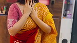 Moksha Sexy Wide Navel show in orange saree 22