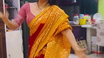 Moksha Sexy Wide Navel show in orange saree 22