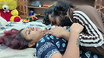 Ass press kiss, neck kiss, pussy rub and kiss in nighty