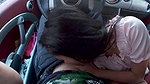 Threesome cock sucking and pussy licking in the car