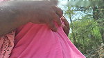 Housewife hot breast squeeze romance in outdoor
