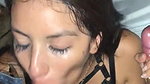 Insatiable girl from Latin America is facefucked hard by two dicks and gets their cum