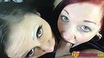 Goth babes sharing a fat penis