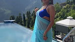 KATE SHARMA IRRESISTIBLE SEXY BABE FLAUNTING HER FIGURE IN BRA BLOUSE SAREE 1