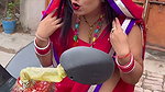 sexy desi lady hot deep navel in red saree from public2