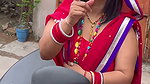 sexy desi lady hot deep navel in red saree from public2