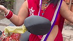 sexy desi lady hot deep navel in red saree from public2