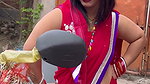 sexy desi lady hot deep navel in red saree from public2