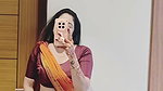 sexy mirror navel selfie lady in orange saree2