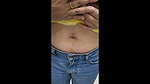 sexy nerd girl hot navel piercing in yellow top1