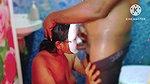 Sexy huge boobs desi girl gave a hot blowjob for his boyfriend in the bathroom and he cum on her hair