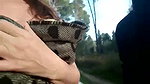Dude slams her tight pussy with a huge load of hot cum brewing at the local swamp