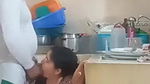 Giving blowjob to young devar in kitchen