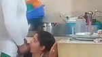 Giving blowjob to young devar in kitchen