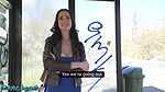 – Busty brunette MILF gives her mouth and body to a fat cock after offer at a bus stop