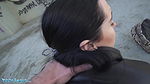 – Young Spanish brunette with pert tits seduced in public into outdoor blowjob and sex