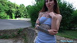 A genuine outdoor public fuck for a tattooed babe with smoking body