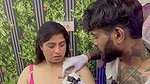 desi mature lady hot breast tatoo in pink bra 2 2