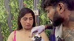 desi mature lady hot breast tatoo in pink bra 2 2