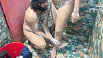 Bath romance with hand job and lip lock