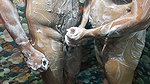 Bath romance with hand job and lip lock