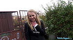 Cute Blonde Russian babe fucked through tights at roadside