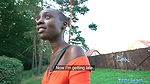 Ebony model Zaawaadi taken into the woods for hard outdoor fucking