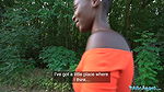 Ebony model Zaawaadi taken into the woods for hard outdoor fucking