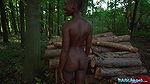Ebony model Zaawaadi taken into the woods for hard outdoor fucking