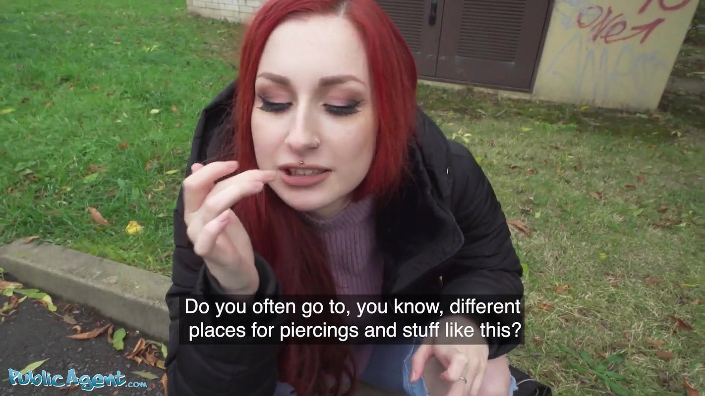 Redhead Brit Shows Off Her Pierced Tits Before Basement Fuck Creampie
