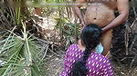 Housewife sucking and licking forest outdoor
