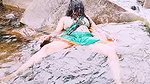 Silk Stepaunty Outdoor Bath Sex in Waterfall Telugu Dirty Talks