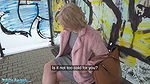 hort hair blonde amateur teen with soft natural body picked up as bus stop