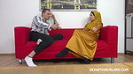 Alecia Fox – Horny yellow hijab on red sofa
