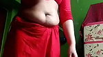 Beautiful Married Bhabi Removing Red Saree And Showing