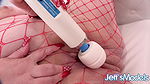 Fat Brunette in Sexy Fishnets Kylie BBW Masturbates with a Vibrator