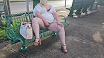 Mature Hijab Muslim MILF Masturbating Publicly Outdoor at the Bus Stop with Lots of Car Passing by
