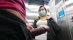 Man shag his cock in front of stranger lady in elevator