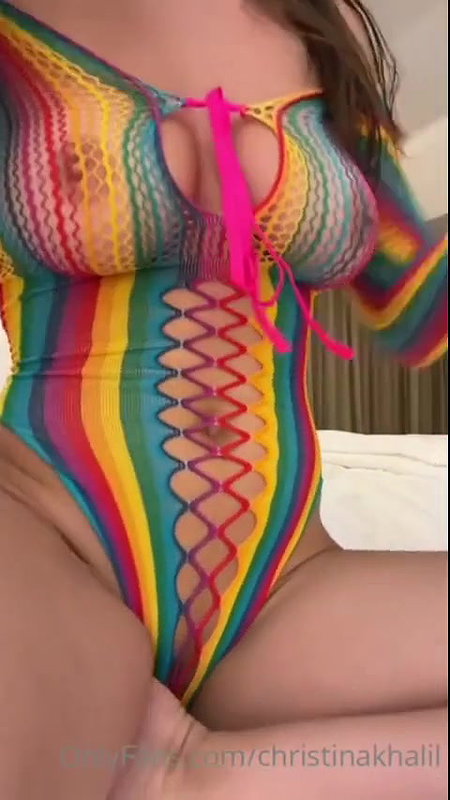 Christina Khalil Rainbow Fishnet Anal Play Video Leaked