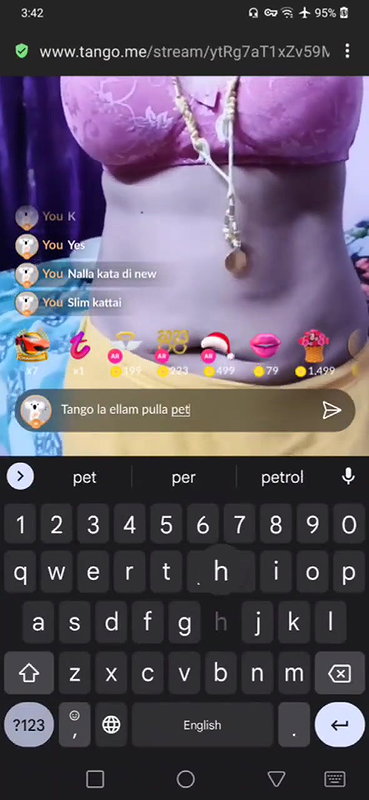 Tamil priya showing her boobs, ass and pussy on tango live