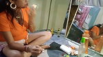 College student fore play her hot pussycat, boobs,,clit,nippal with smoke cigarette and drink alcohol