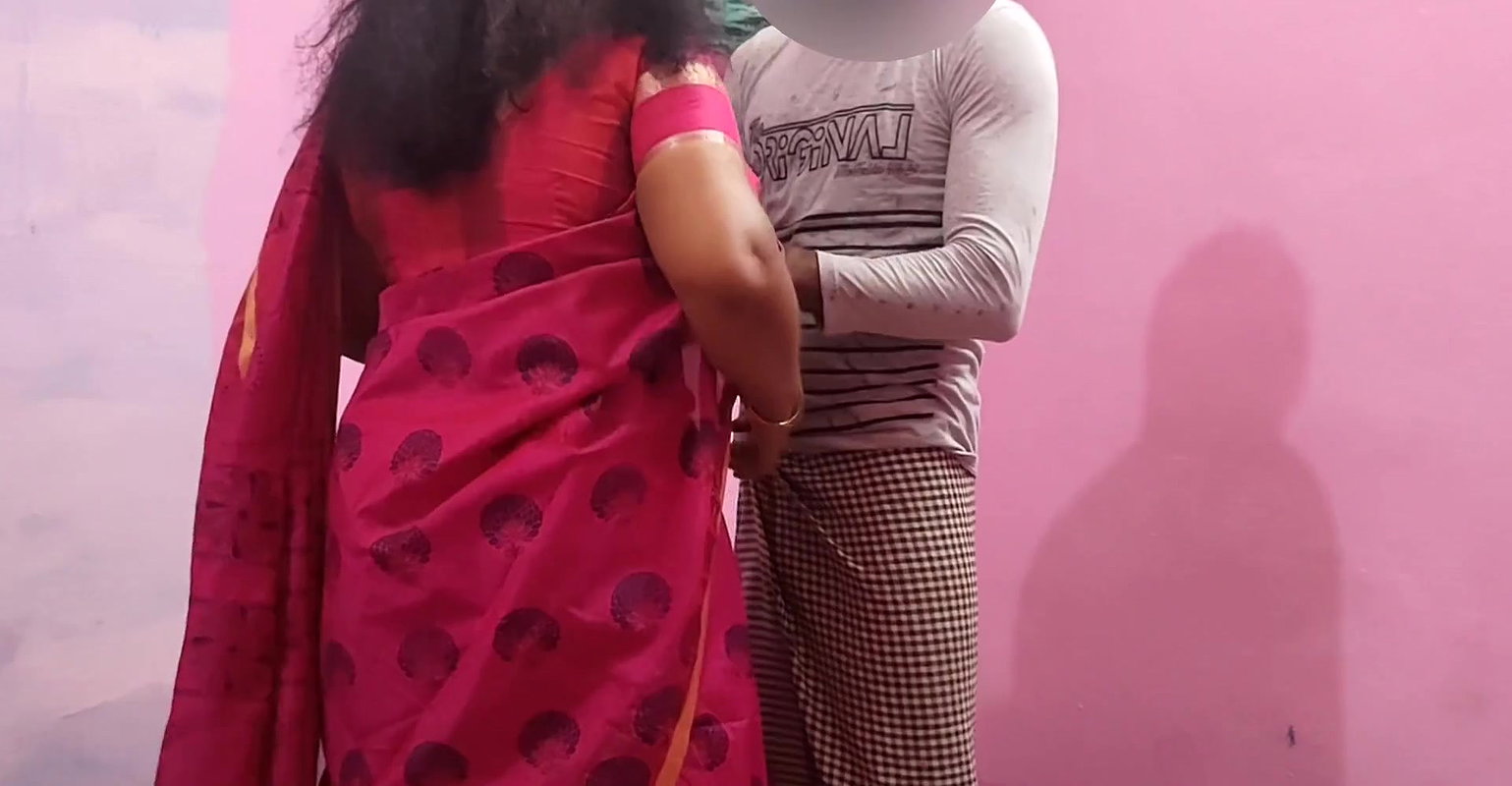 Aunty was bending down and reading something and I was playing with her panties behind her and she saw that I had sex with her
