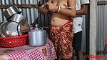 Village kitchen room sex in step mother