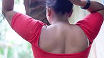 Unknown malayali model hot sizziling show in red blouse