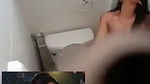 Cute Young Girl Enjoying with Best Friend in Toilet on Vacation Trip
