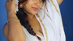 Busty desi girl huge tits in white saree