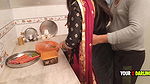 Punjabi Stepmom fucking in the kitchen when she make dinner for stepson